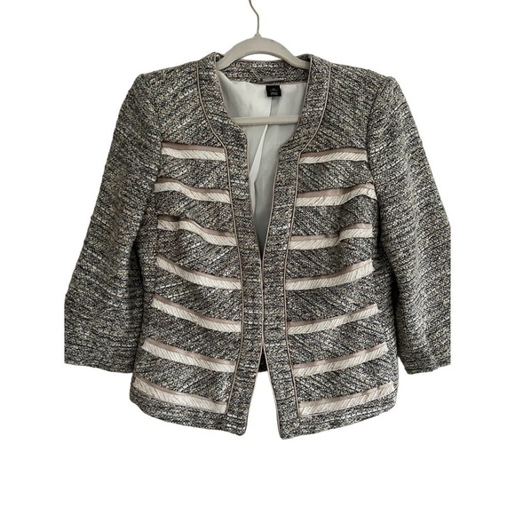 White House Black Market Boucle Blazer Tan and Metallic Size 10 - Picture 1 of 5